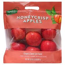 A vibrant bag of Honeycrisp apples ready to enjoy