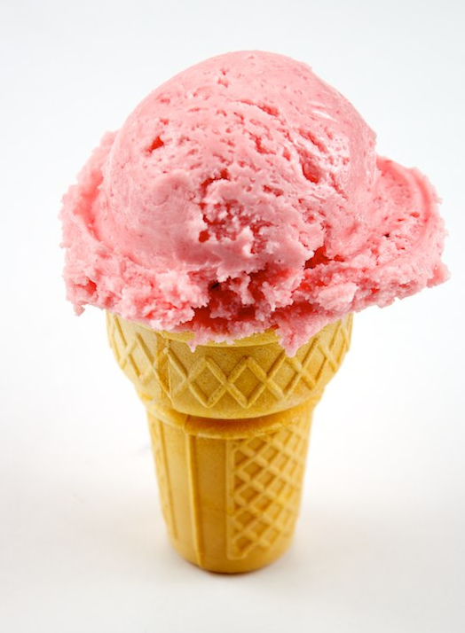 Pink Ice Cream Cone on white background