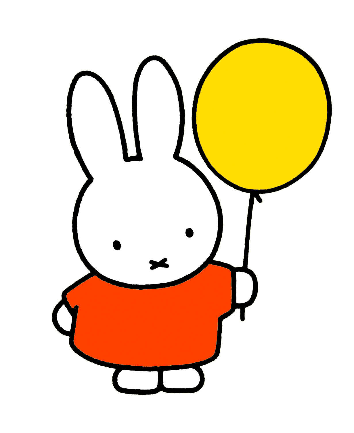 Picture of a while bunny holding a balloon