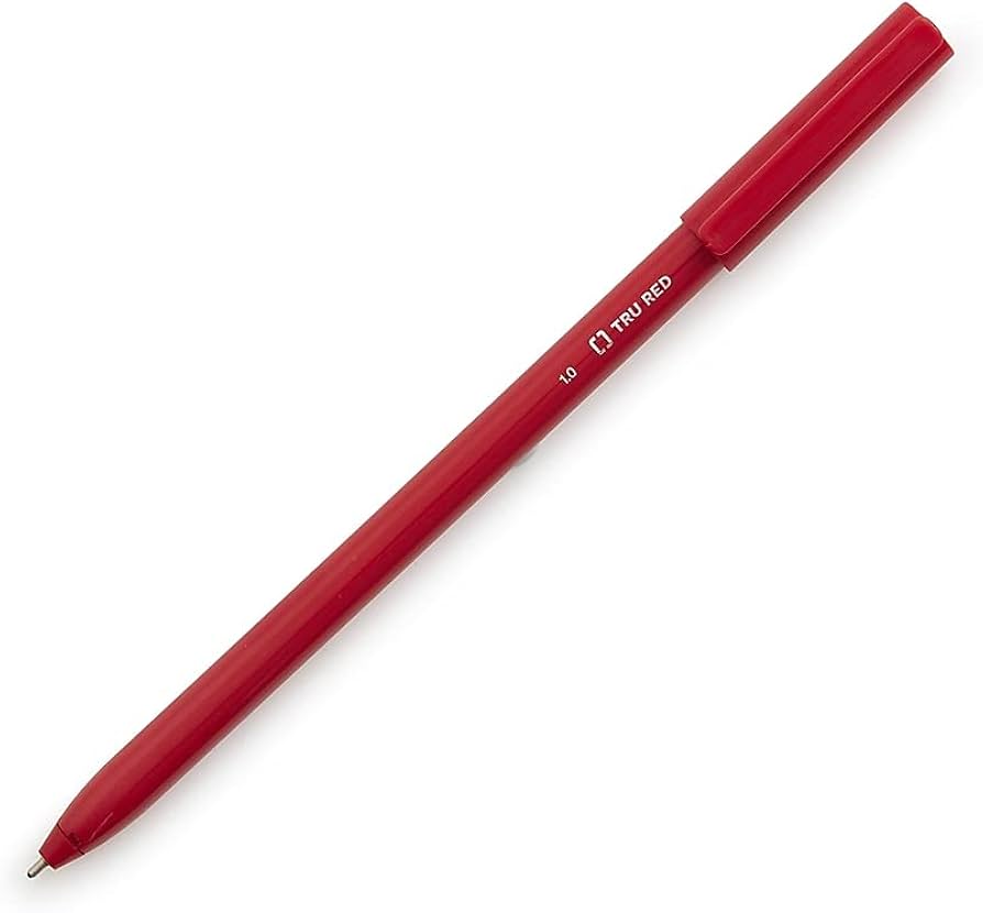Tru Red Pen from Staples with white background